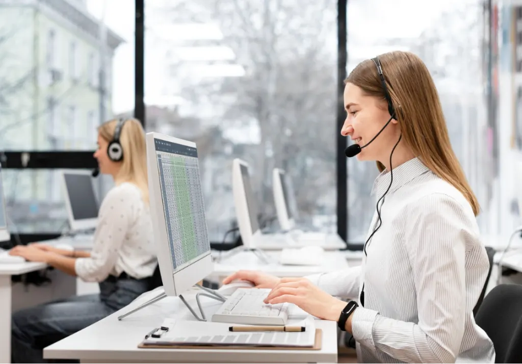 Nexus receptionist on a headset call